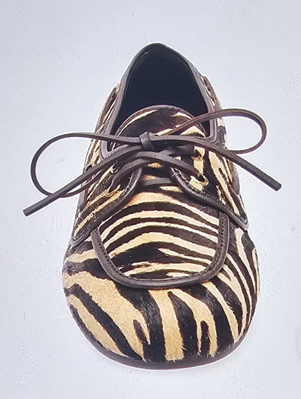 Jeffrey Campbell Women Leather Boast Boat Loafers In Zebra Print Fur. Size 11.
